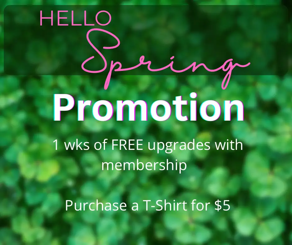 Spring promotion announcement with green background.